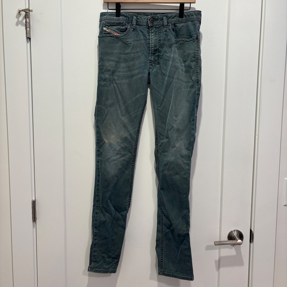 Diesel Shioner Slim Skinny Jeans Wash 0603B Stretch Mens 30x32 Teal Grey